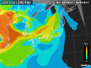 PM2.5分布予測（3月30日12時）