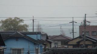 窓から見た琵琶湖（4月1日10時頃）